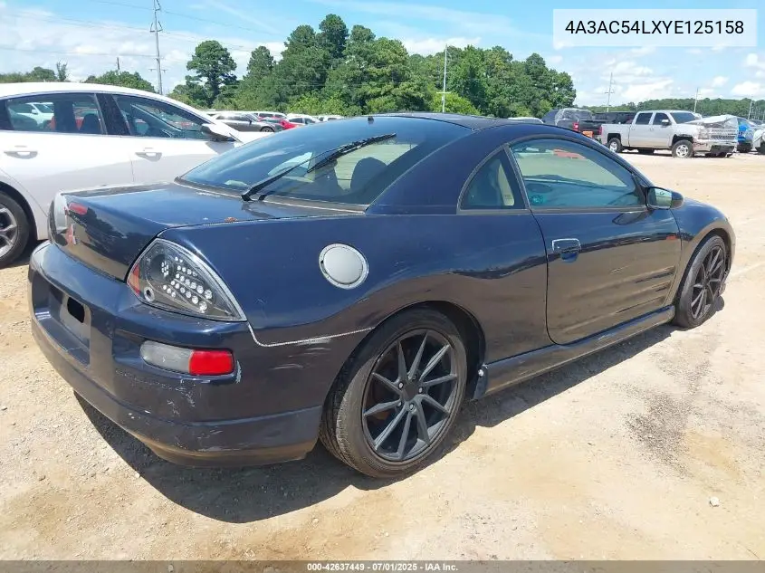 2000 Mitsubishi Eclipse Gt VIN: 4A3AC54LXYE125158 Lot: 42637449