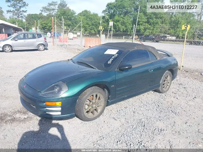 2001 Mitsubishi Eclipse Spyder Gt VIN: 4A3AE85H31E012227 Lot: 42057954