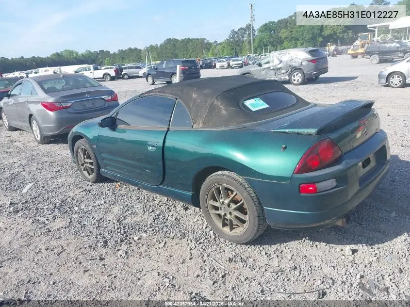 2001 Mitsubishi Eclipse Spyder Gt VIN: 4A3AE85H31E012227 Lot: 42057954