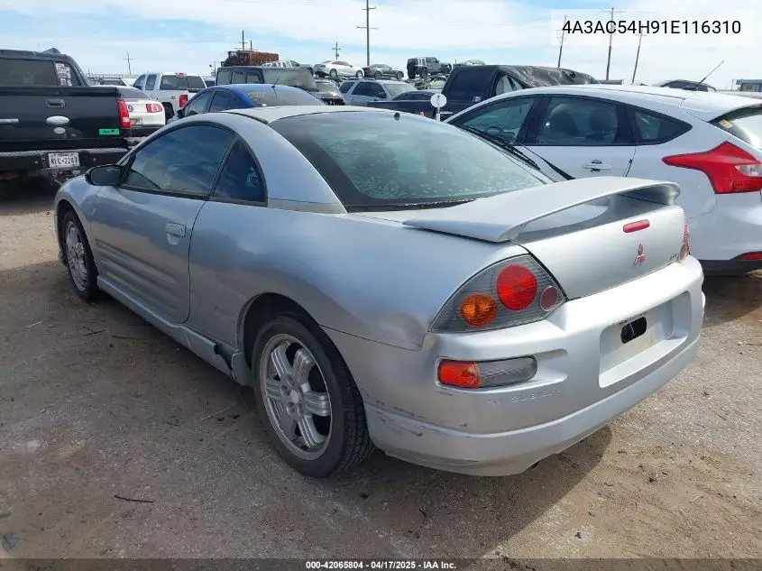 2001 Mitsubishi Eclipse Gt VIN: 4A3AC54H91E116310 Lot: 42065804