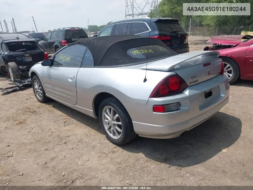 2001 Mitsubishi Eclipse Spyder Gs VIN: 4A3AE45G91E180244 Lot: 42487104