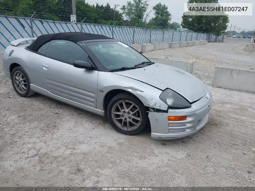 2001 Mitsubishi Eclipse Spyder Gt VIN: 4A3AE55H81E007247 Lot: 42503116