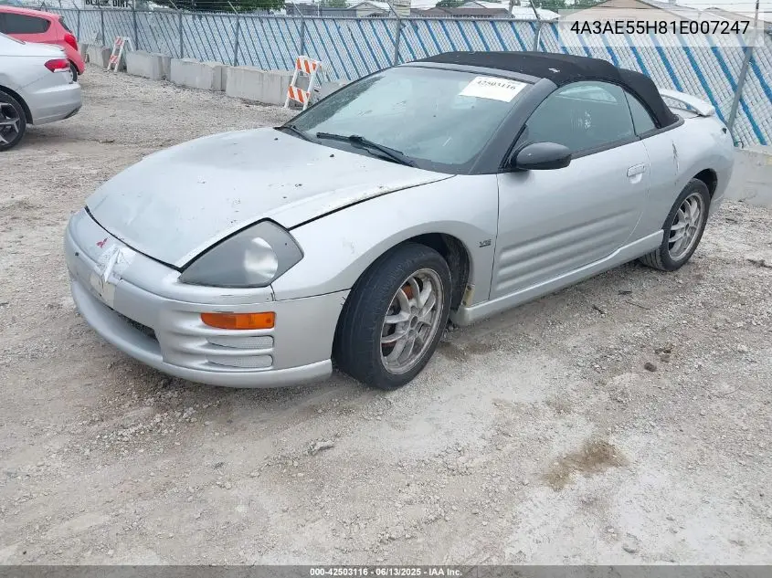 2001 Mitsubishi Eclipse Spyder Gt VIN: 4A3AE55H81E007247 Lot: 42503116