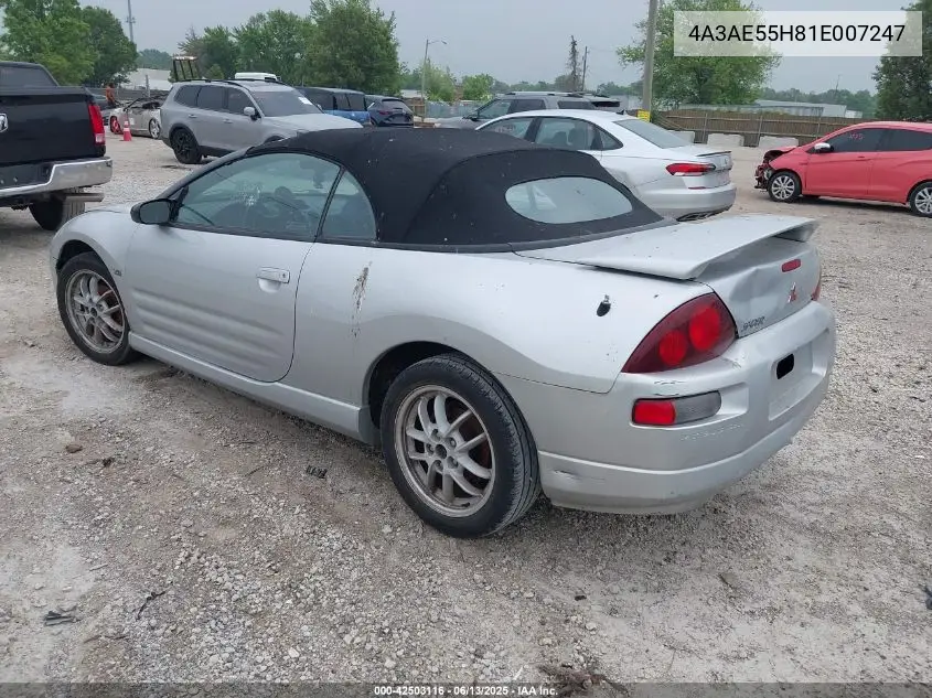 2001 Mitsubishi Eclipse Spyder Gt VIN: 4A3AE55H81E007247 Lot: 42503116