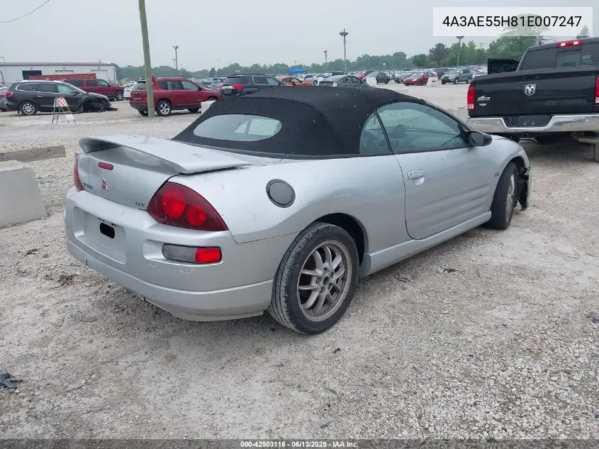 2001 Mitsubishi Eclipse Spyder Gt VIN: 4A3AE55H81E007247 Lot: 42503116