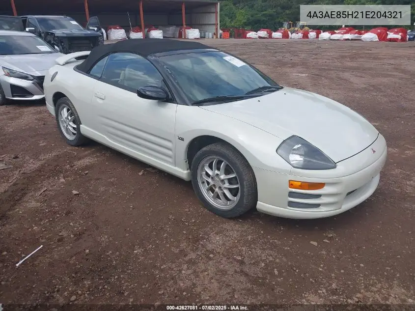 2001 Mitsubishi Eclipse Spyder Gt VIN: 4A3AE85H21E204321 Lot: 42627081