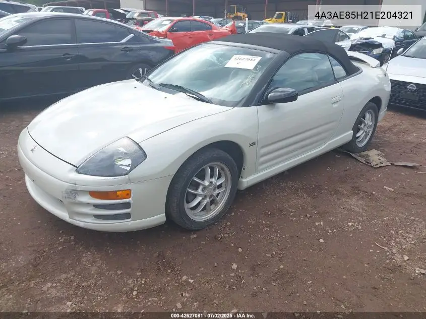 2001 Mitsubishi Eclipse Spyder Gt VIN: 4A3AE85H21E204321 Lot: 42627081