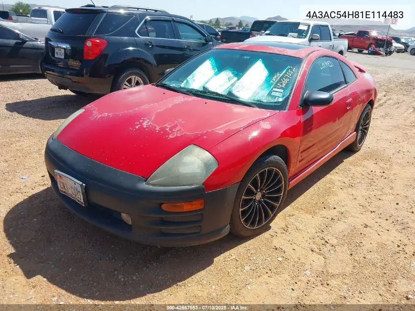2001 Mitsubishi Eclipse Gt VIN: 4A3AC54H81E114483 Lot: 42667553