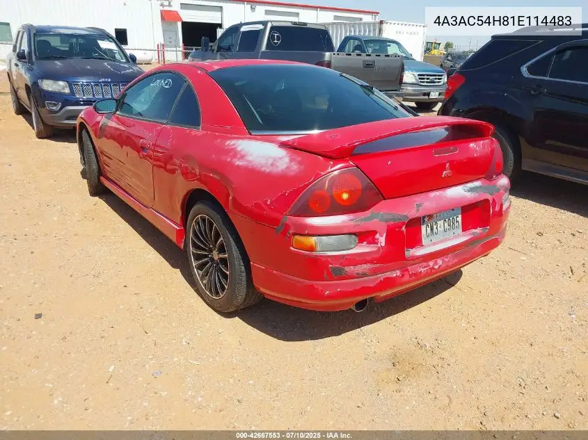 2001 Mitsubishi Eclipse Gt VIN: 4A3AC54H81E114483 Lot: 42667553