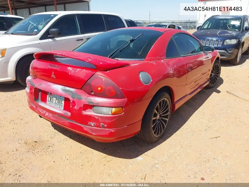 2001 Mitsubishi Eclipse Gt VIN: 4A3AC54H81E114483 Lot: 42667553
