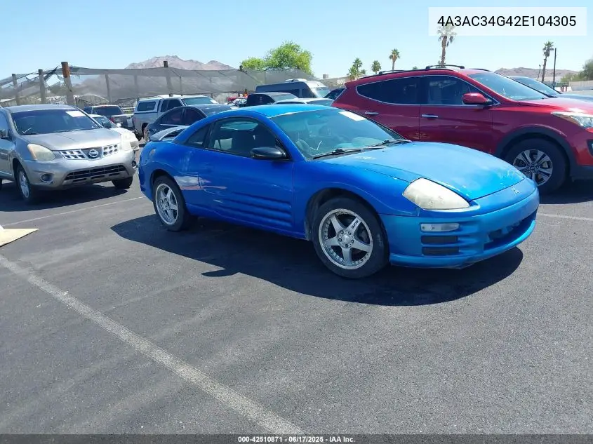 2002 Mitsubishi Eclipse Rs VIN: 4A3AC34G42E104305 Lot: 42510871
