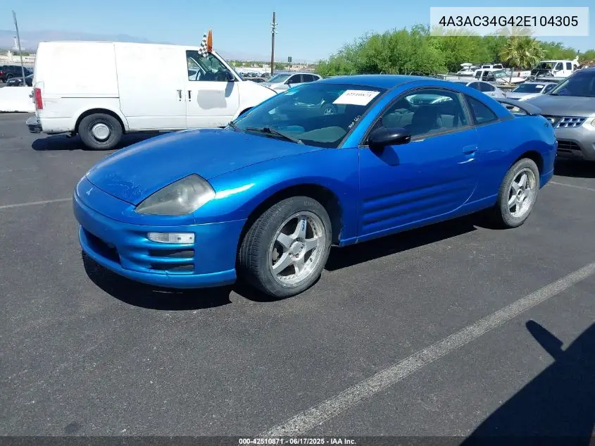 2002 Mitsubishi Eclipse Rs VIN: 4A3AC34G42E104305 Lot: 42510871