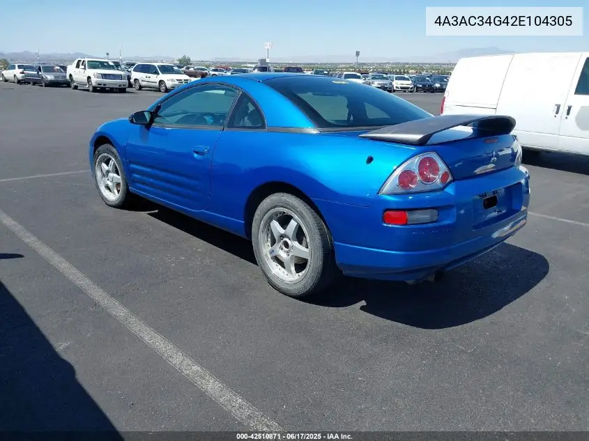 2002 Mitsubishi Eclipse Rs VIN: 4A3AC34G42E104305 Lot: 42510871