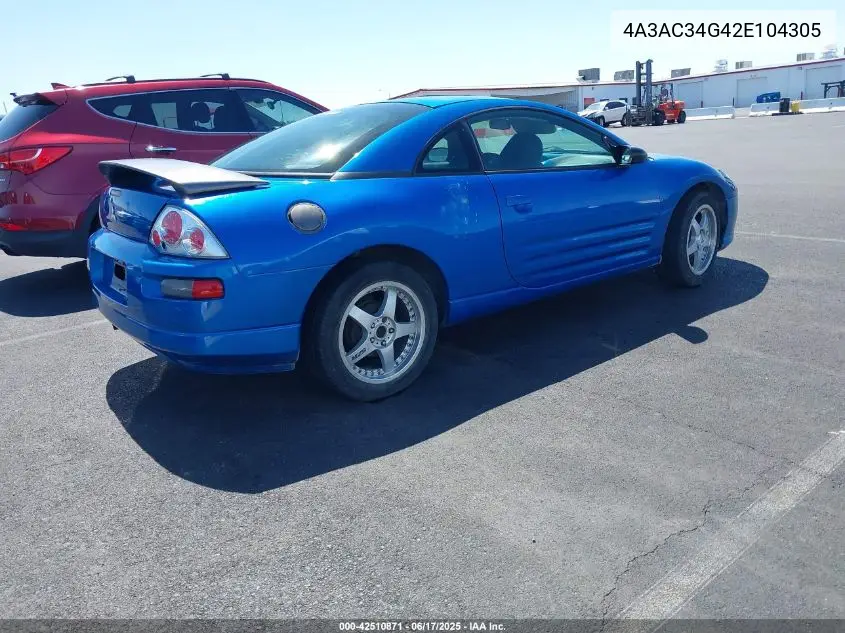 2002 Mitsubishi Eclipse Rs VIN: 4A3AC34G42E104305 Lot: 42510871