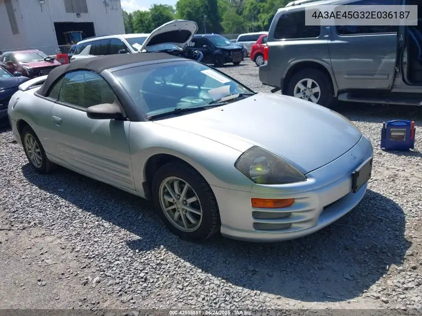 2002 Mitsubishi Eclipse Spyder Gs VIN: 4A3AE45G32E036187 Lot: 42555551