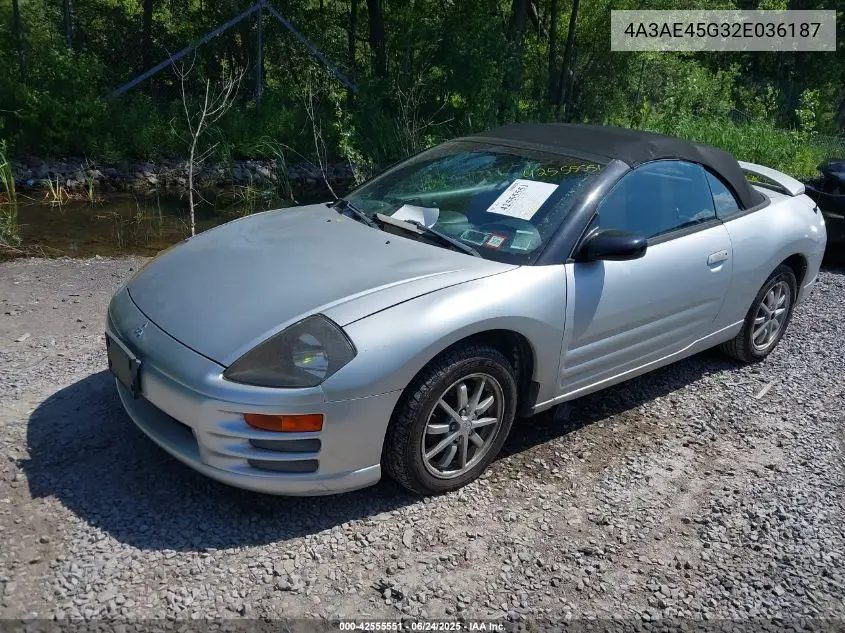 2002 Mitsubishi Eclipse Spyder Gs VIN: 4A3AE45G32E036187 Lot: 42555551