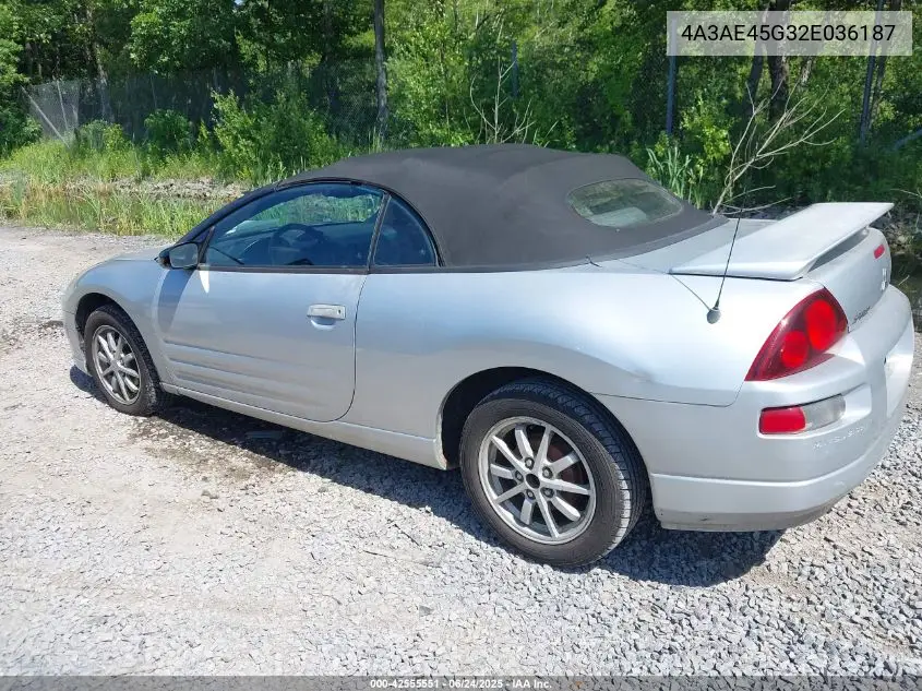 2002 Mitsubishi Eclipse Spyder Gs VIN: 4A3AE45G32E036187 Lot: 42555551