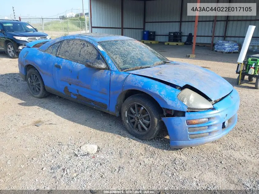 2002 Mitsubishi Eclipse Gs VIN: 4A3AC44G22E017105 Lot: 42660578