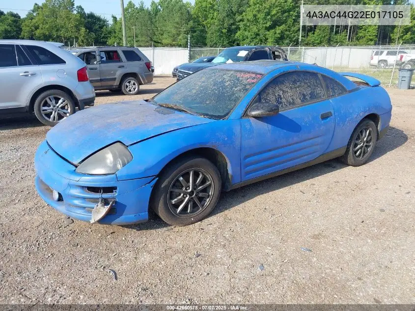 2002 Mitsubishi Eclipse Gs VIN: 4A3AC44G22E017105 Lot: 42660578