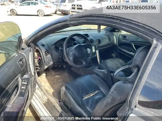 2003 Mitsubishi Eclipse Spyder Gt VIN: 4A3AE75H33E605356 Lot: 20207927