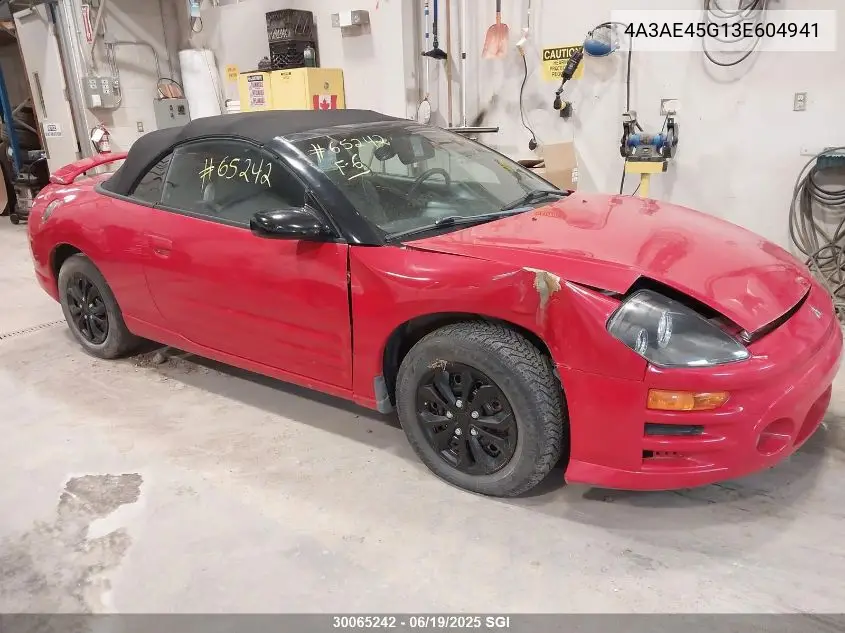 2003 Mitsubishi Eclipse Spyder Gs VIN: 4A3AE45G13E604941 Lot: 30065242