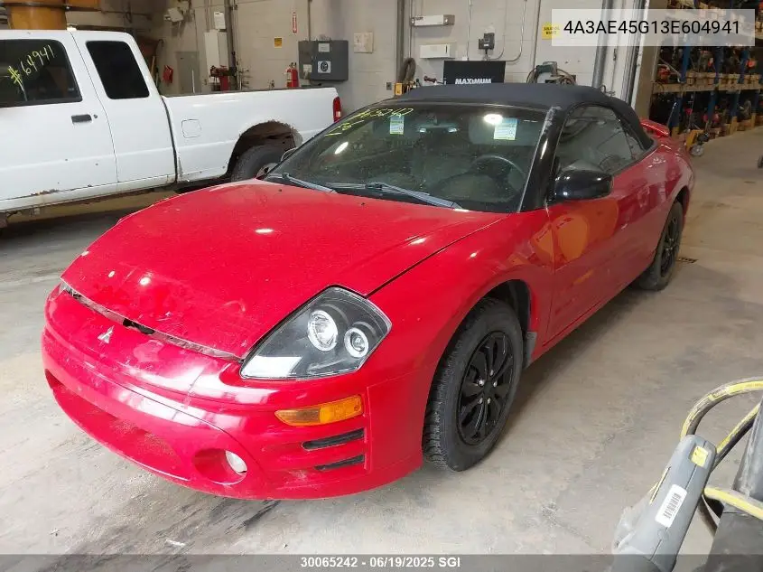 2003 Mitsubishi Eclipse Spyder Gs VIN: 4A3AE45G13E604941 Lot: 30065242