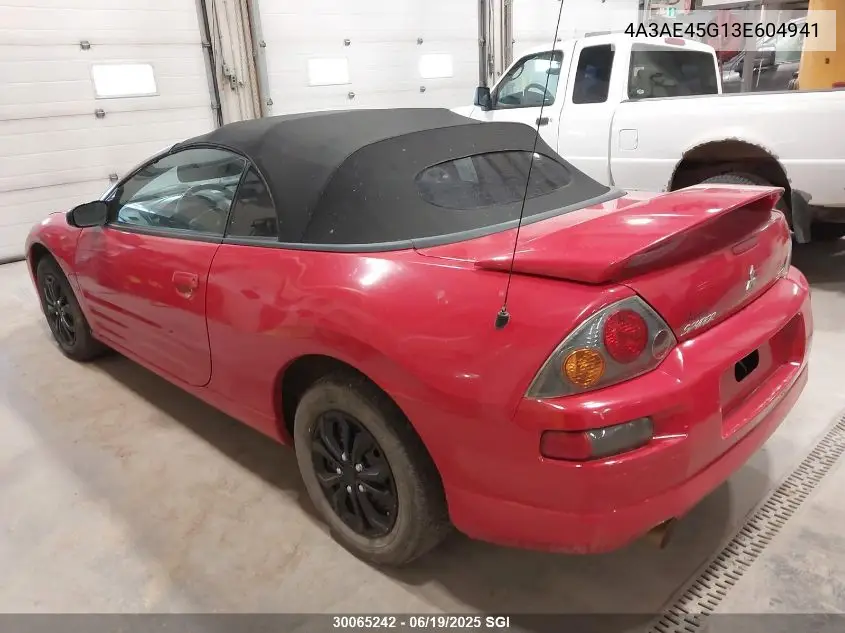 2003 Mitsubishi Eclipse Spyder Gs VIN: 4A3AE45G13E604941 Lot: 30065242