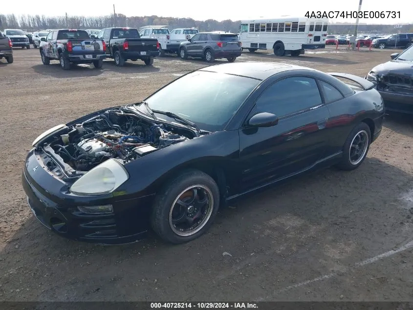2003 Mitsubishi Eclipse Gts VIN: 4A3AC74H03E006731 Lot: 40725214