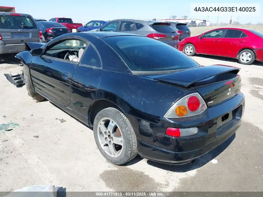 2003 Mitsubishi Eclipse Gs VIN: 4A3AC44G33E140025 Lot: 41771913