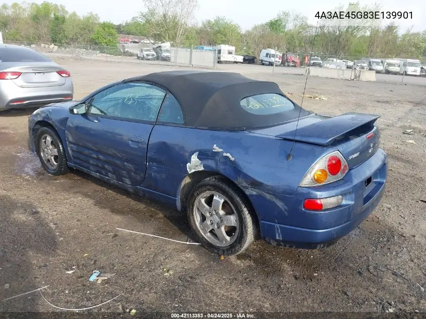 2003 Mitsubishi Eclipse Spyder Gs VIN: 4A3AE45G83E139901 Lot: 42113353