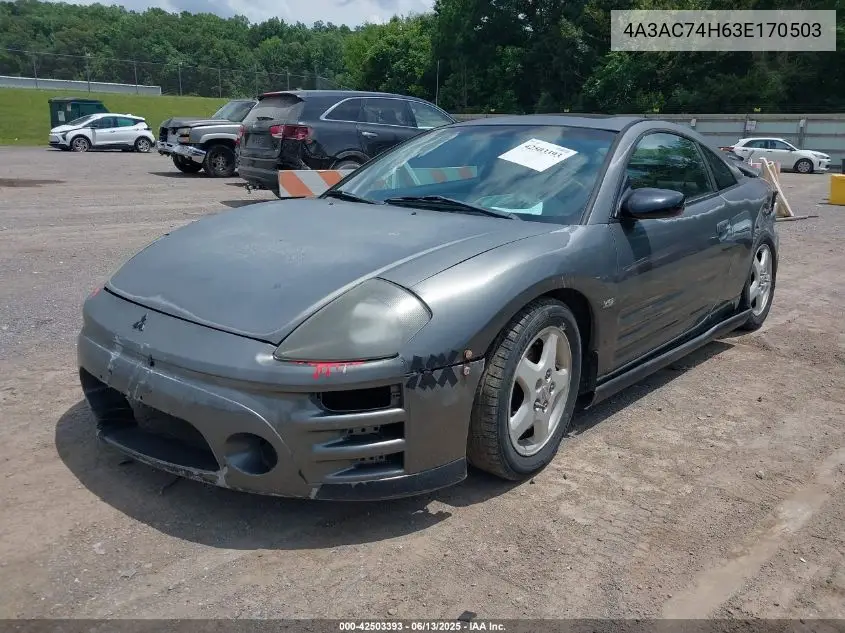 2003 Mitsubishi Eclipse Gts VIN: 4A3AC74H63E170503 Lot: 42503393