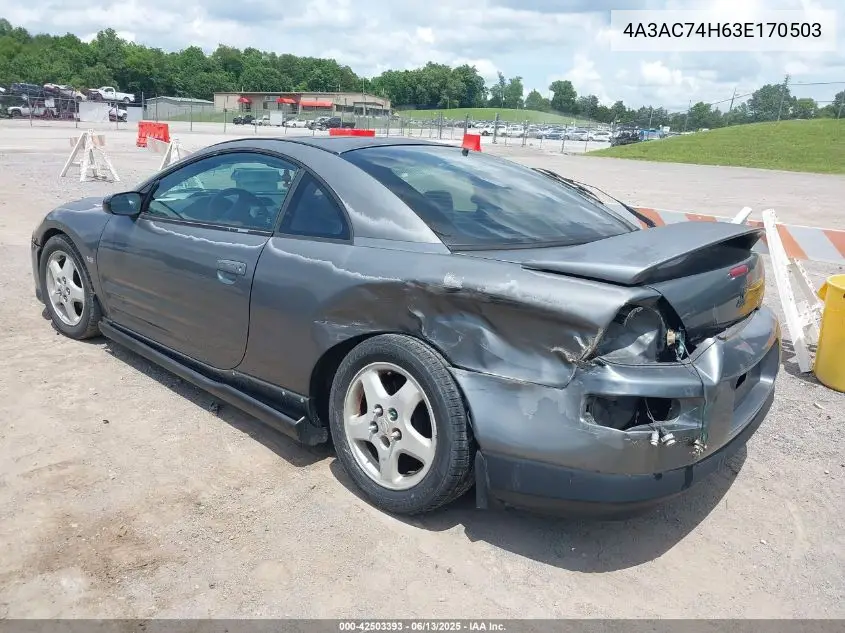 2003 Mitsubishi Eclipse Gts VIN: 4A3AC74H63E170503 Lot: 42503393
