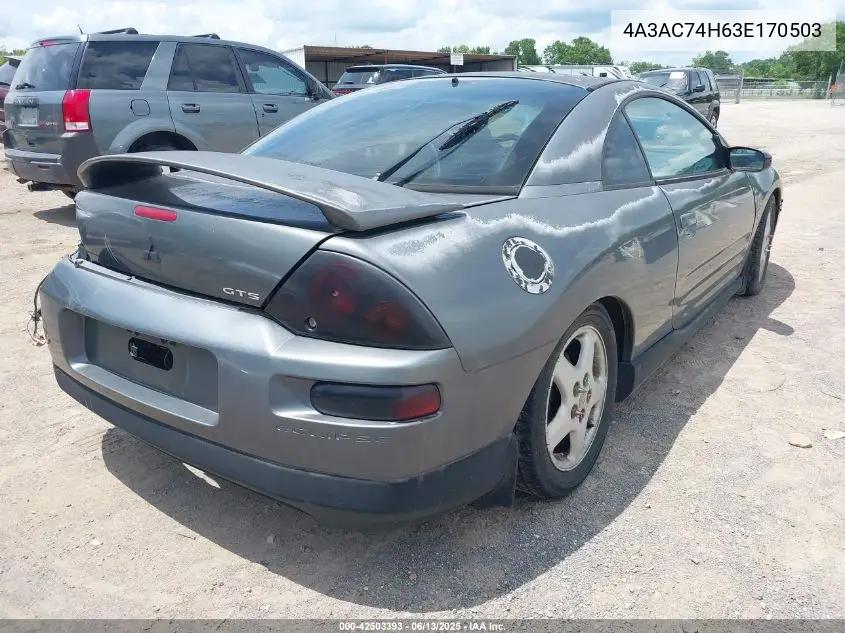 2003 Mitsubishi Eclipse Gts VIN: 4A3AC74H63E170503 Lot: 42503393