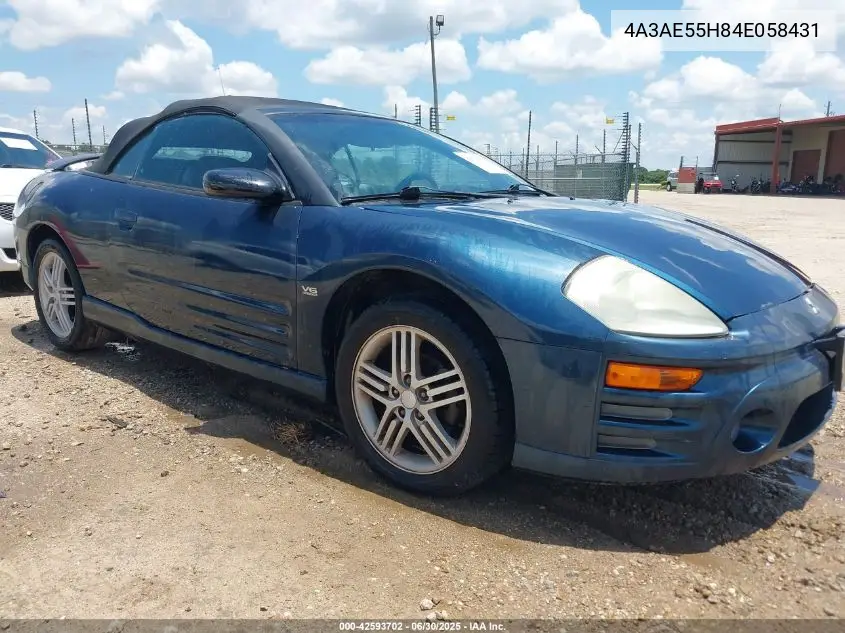2004 Mitsubishi Eclipse Spyder Gt VIN: 4A3AE55H84E058431 Lot: 42593702