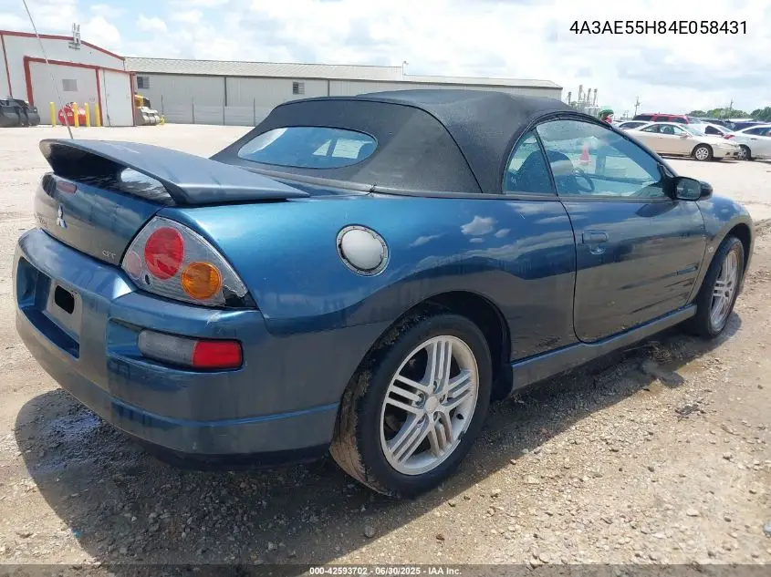 2004 Mitsubishi Eclipse Spyder Gt VIN: 4A3AE55H84E058431 Lot: 42593702