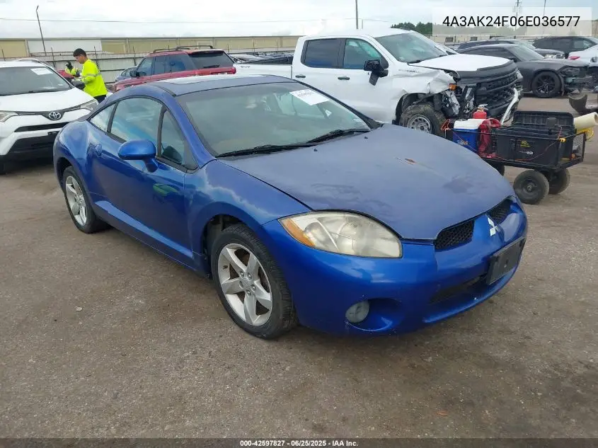 2006 Mitsubishi Eclipse Gs VIN: 4A3AK24F06E036577 Lot: 42597827