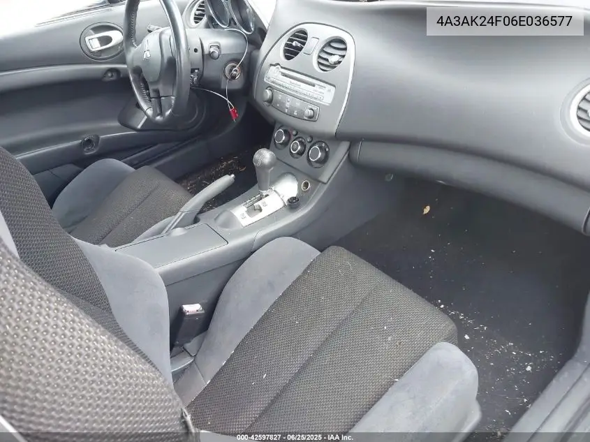 2006 Mitsubishi Eclipse Gs VIN: 4A3AK24F06E036577 Lot: 42597827