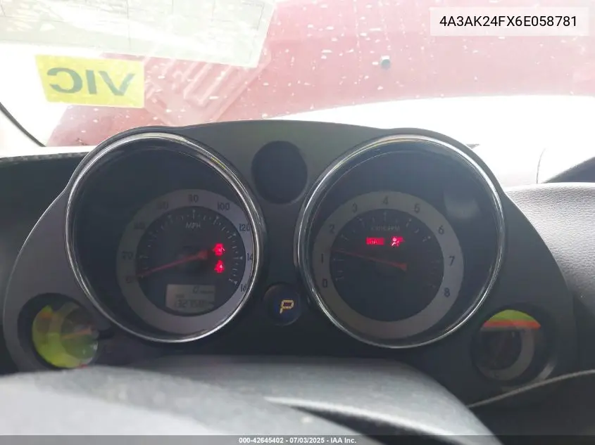 2006 Mitsubishi Eclipse Gs VIN: 4A3AK24FX6E058781 Lot: 42645402