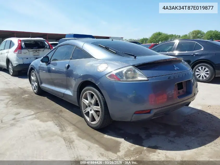 2007 Mitsubishi Eclipse Gt VIN: 4A3AK34T87E019877 Lot: 41884426