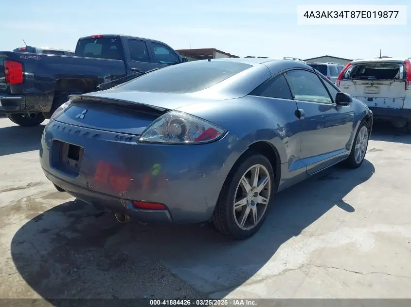 2007 Mitsubishi Eclipse Gt VIN: 4A3AK34T87E019877 Lot: 41884426