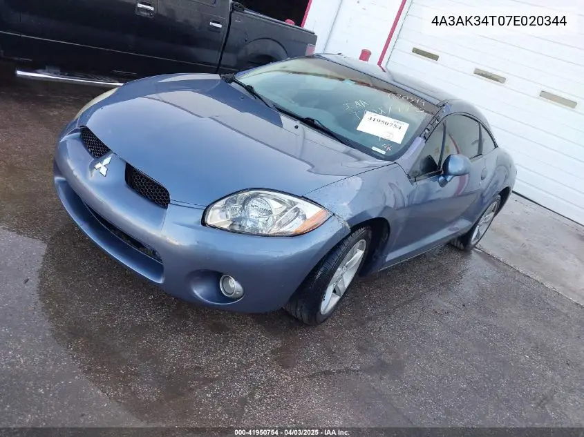 2007 Mitsubishi Eclipse Gt VIN: 4A3AK34T07E020344 Lot: 41950754