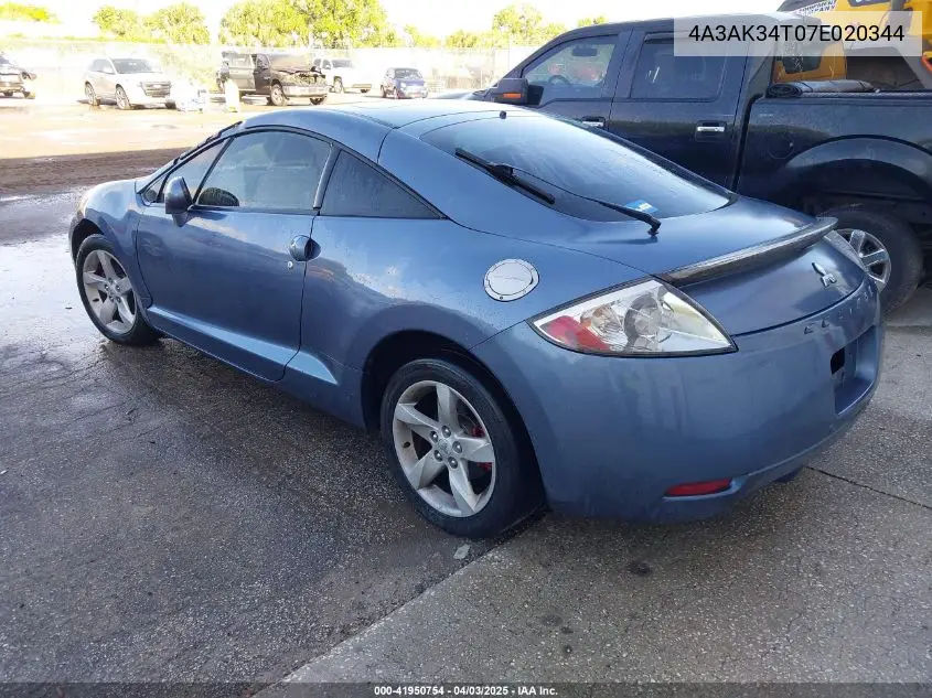2007 Mitsubishi Eclipse Gt VIN: 4A3AK34T07E020344 Lot: 41950754