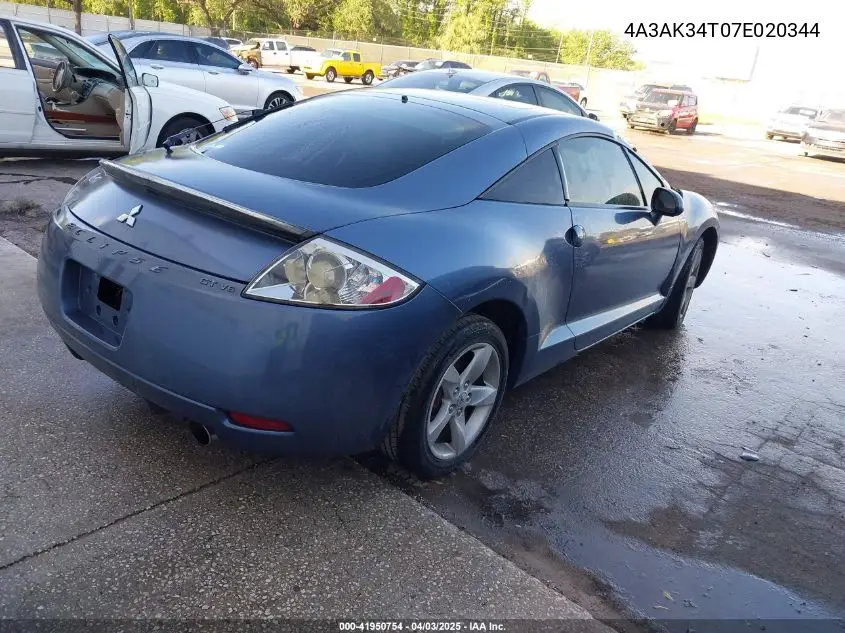 2007 Mitsubishi Eclipse Gt VIN: 4A3AK34T07E020344 Lot: 41950754