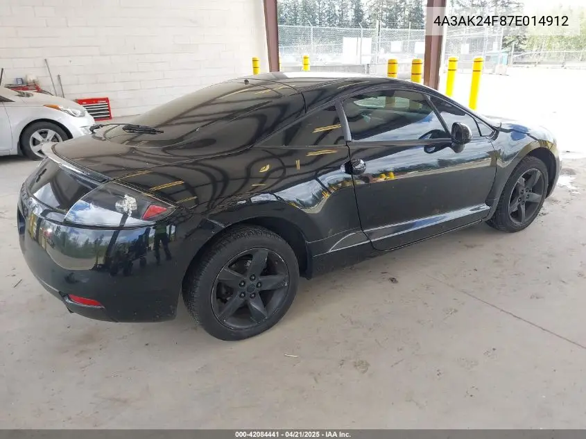 2007 Mitsubishi Eclipse Gs VIN: 4A3AK24F87E014912 Lot: 42084441