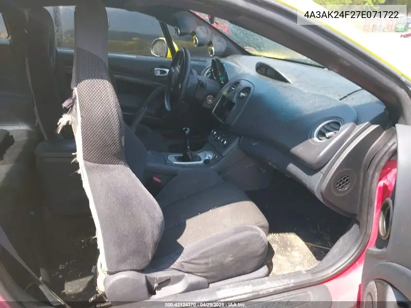 2007 Mitsubishi Eclipse Gs VIN: 4A3AK24F27E071722 Lot: 42124370