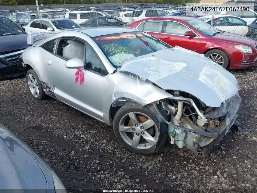 2007 Mitsubishi Eclipse Gs VIN: 4A3AK24F67E062490 Lot: 42182035