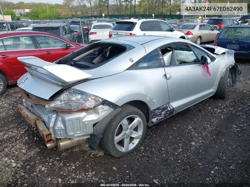 2007 Mitsubishi Eclipse Gs VIN: 4A3AK24F67E062490 Lot: 42182035
