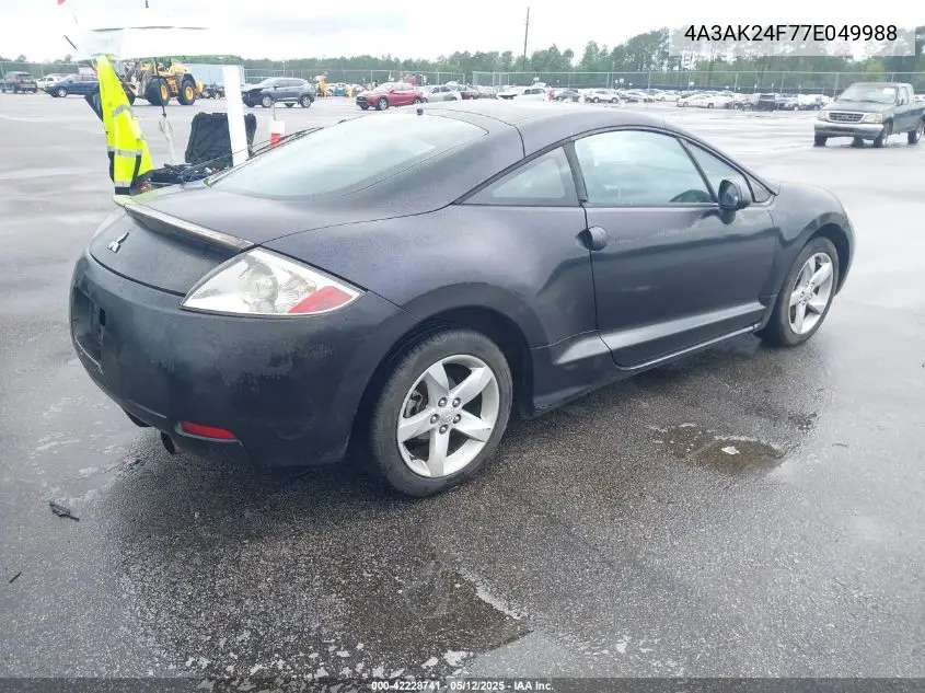2007 Mitsubishi Eclipse Gs VIN: 4A3AK24F77E049988 Lot: 42228741