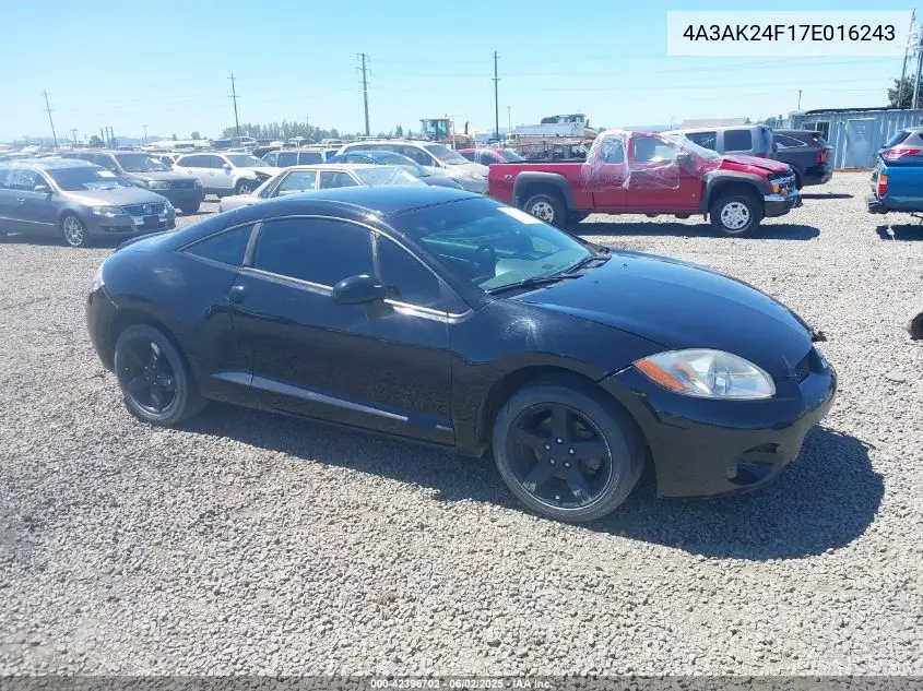2007 Mitsubishi Eclipse Gs VIN: 4A3AK24F17E016243 Lot: 42396702
