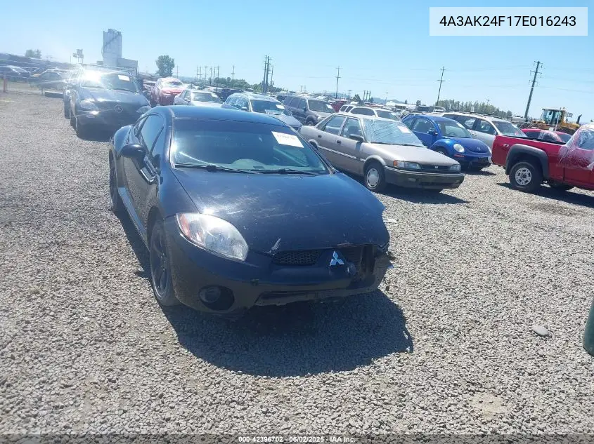 2007 Mitsubishi Eclipse Gs VIN: 4A3AK24F17E016243 Lot: 42396702